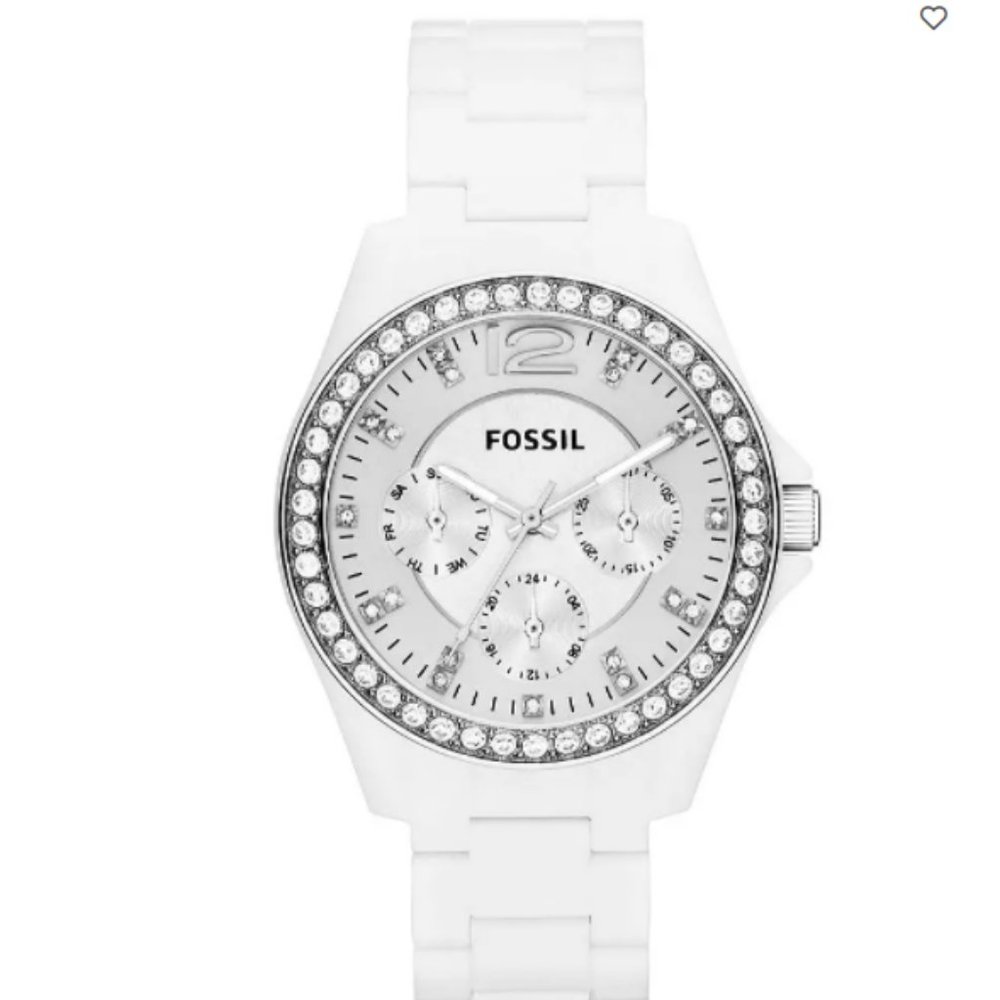 COPY - Women's White Fossil Watch - Riley Crystal Dial - Like New